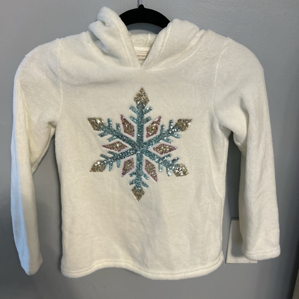 Kids White Snowflake Hoodie size 7-8